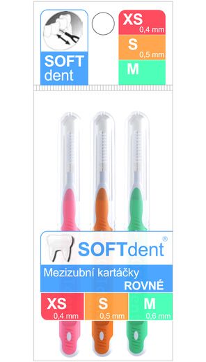 Soft Dent mezizubní kartáčky 3ks MIX - rovné 